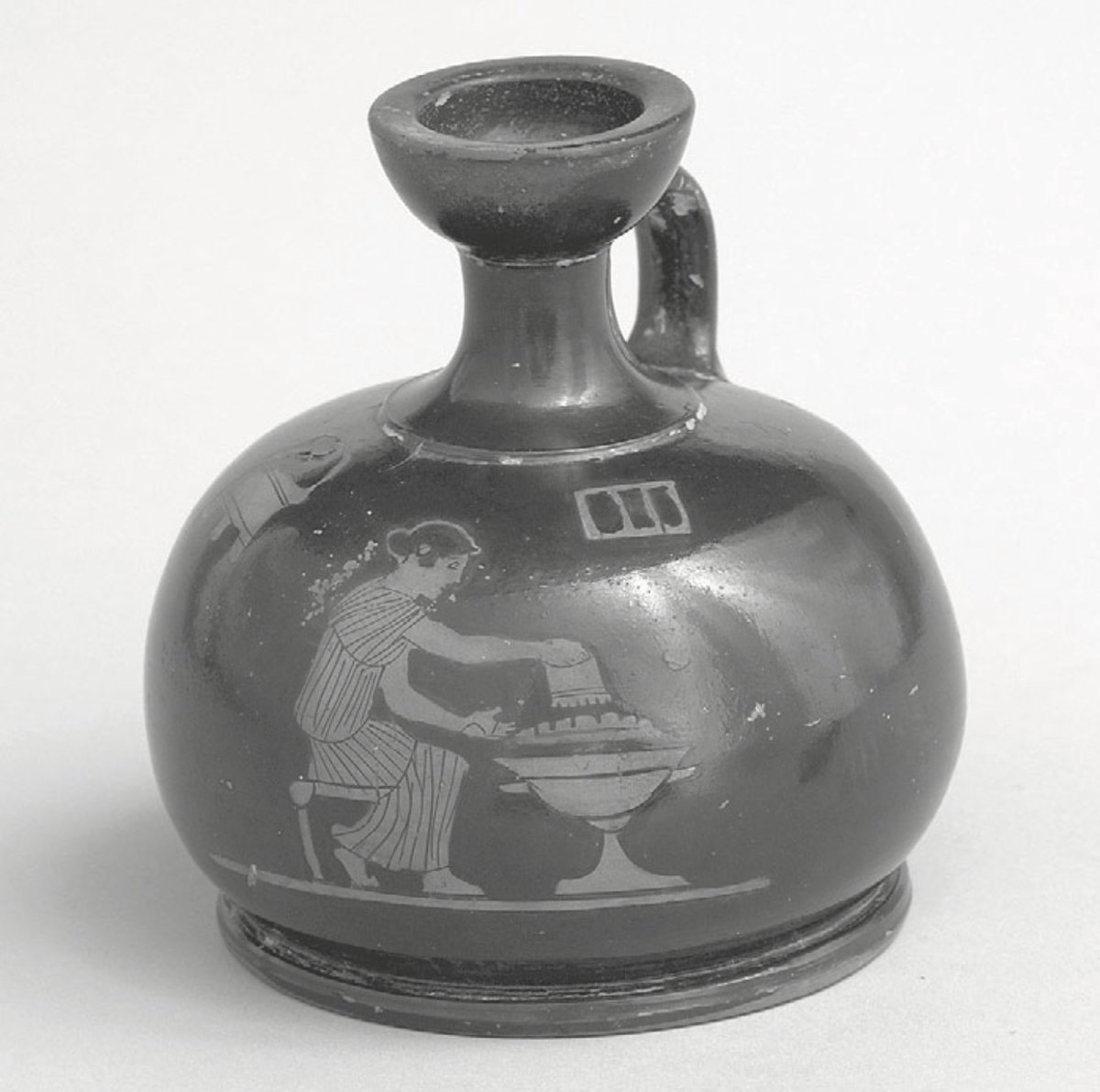 This lekythos of a woman cooking cakes on a grill gives glimpse into the daily lives of ancient Greek women and their important roles in domestic labor and culinary practices.