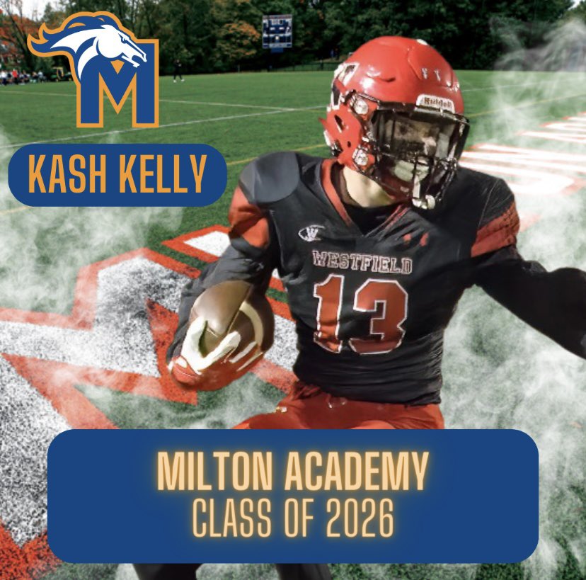 Kash13Kelly's tweet photo. After careful consideration, I will be reclassify to the class of 2026 and attending Milton Academy next fall. I would like to thank God,my family and my coaches for their support. Thank you to everyone who has helped along the journey.@MA_Fball 
 @MA_Athletics @ScottyPrince10 https://t.co/a4O0uP6P7w