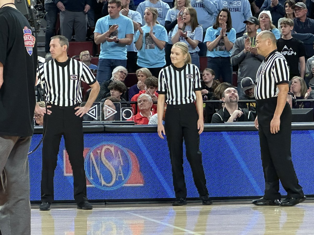 Not only is she the first female official to referee a #nebpreps boys state basketball final. 

Jordyn Keeney is the lead official on the Class C2 final.