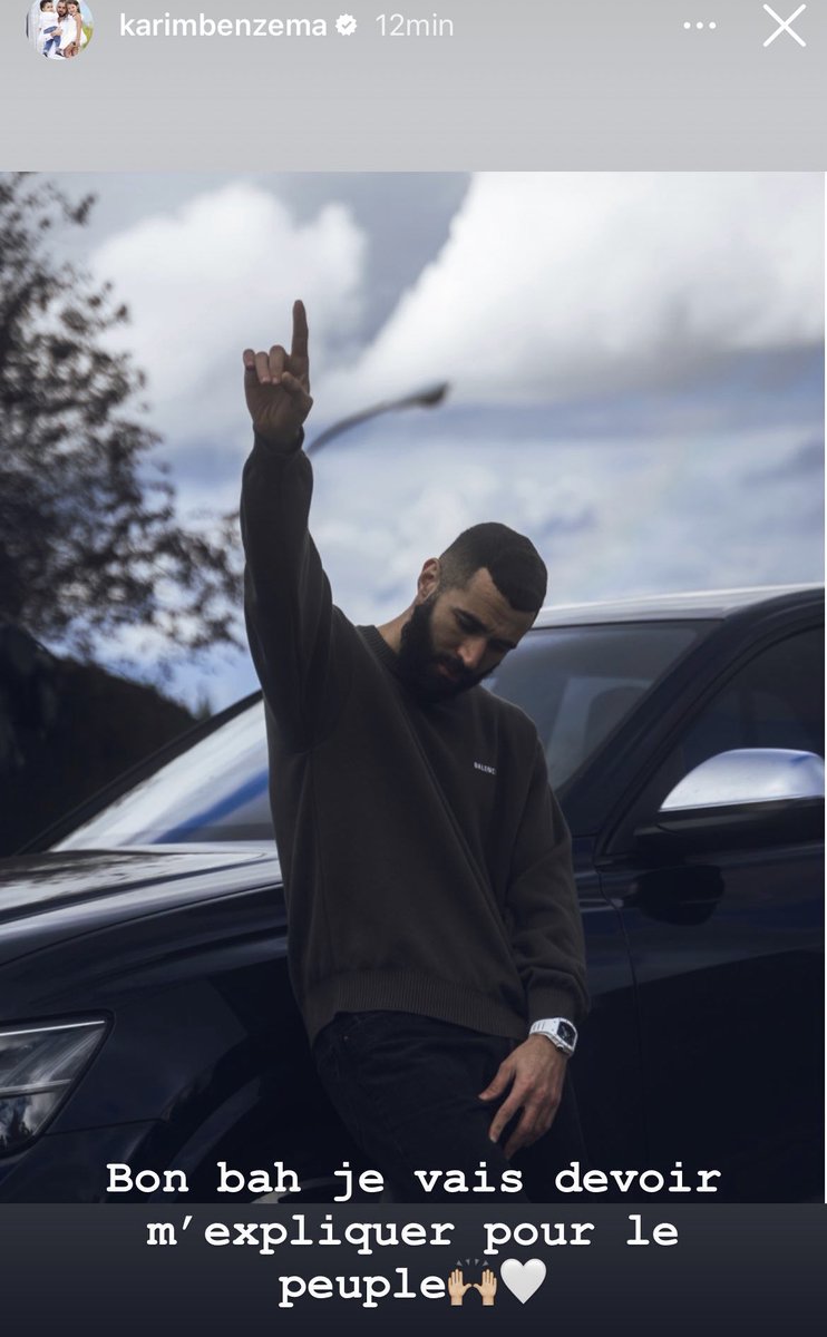 La dernière story Instagram de Karim Benzema. 

« Je vais devoir m’expliquer pour le peuple. »