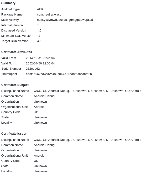 malwrhunterteam's tweet image. &quot;RESIM.apk&quot;: a5d012c622060d8bdc2f2591df239a9b7fdf9ceb526f8200c8c207d589aafd4d
From: https://cdn.discordapp[.]com/attachments/1073575751032504363/1083715647734820985/RESIM.apk