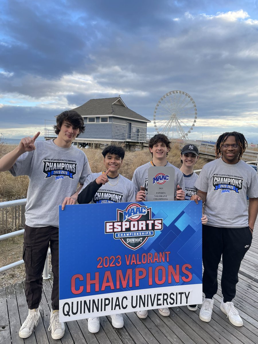 QUClubSports's tweet photo. Make it a double!  Our @Bobcat_Esports Valorant crew takes home the 🏆 and QU’s success ends @MAACEsports Championships

@QuinnipiacU @QUChronicle @Q30News @QBSN https://t.co/3z8TYyAlY6