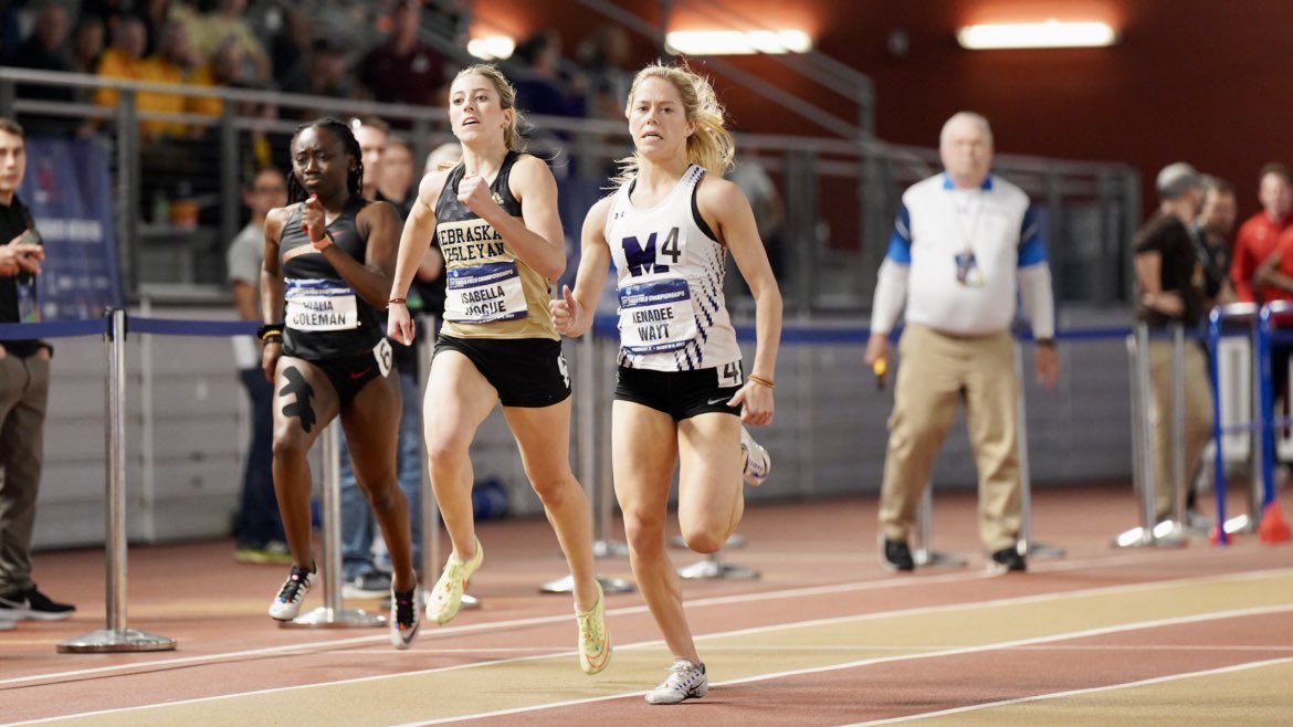 🏆NATIONAL CHAMPION🏆

 <a href="/purpleraiders/">Mount Union Purple Raiders</a> Kennadee Wayt wins the women’s 200 meter dash with a time of 24.31!

#d3tf | #WhyD3