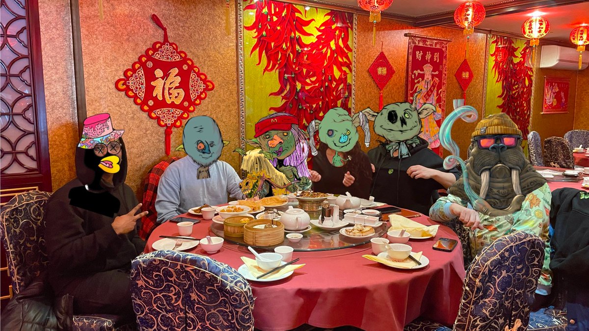 dingdinghanfu's tweet photo. What a lovely @goblintown gathering in London! Met the beautiful @NLC972 again since last August, the famous disgusting 3D goblin maker @nickydooodles2, @Liututu27 from Binance @jinxowemesoda studying at Queen Mary's, my greatest boss friend who surprised us with Goblin hoodie! https://t.co/xAbMrSdKBN