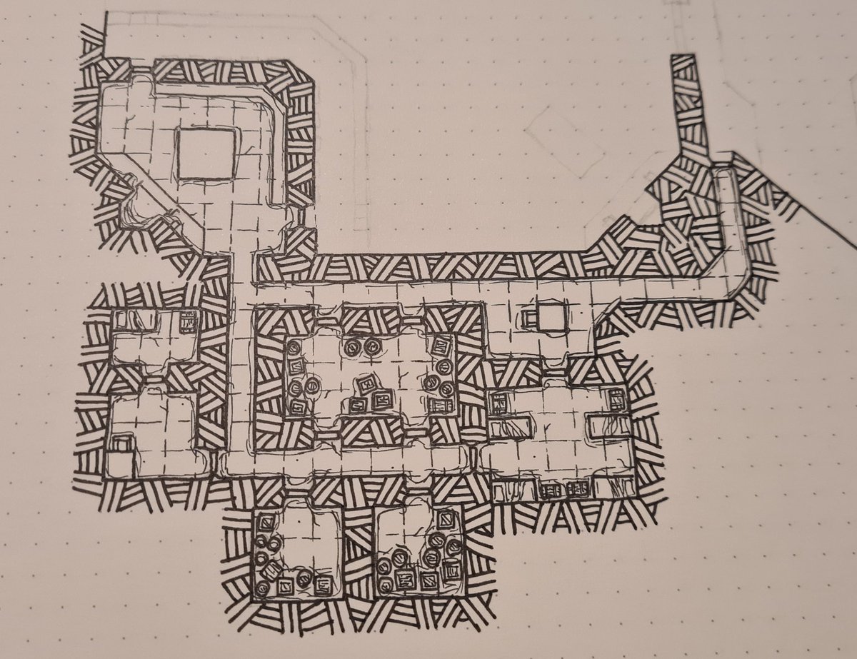 archalofax's tweet photo. Day 70 of #dungeon23 - the back rooms of the Canalside Undead Tavern are done. A worshipper of Oku or Xon (need to decide) has cursed the last patrons of the tavern to dwell, and drink, there forever!
#dnd #DodecaRPG #ttrpg #maps
https://t.co/J831g2mmzw https://t.co/hs64261qeg