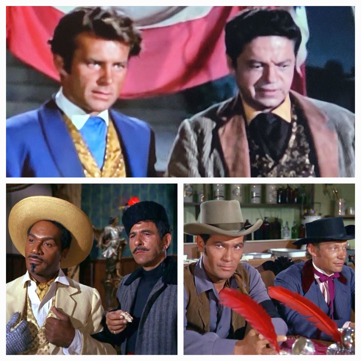 Gemini_53's tweet photo. #RobertConrad as #Jim &
#RossMartin as #Artie
#PercyRodrigues as #Brutus &
#GeorgeKeymas as #Sergei
#HMWynant as #LittlePinto &
#ChristopherCary as #SnakesTolliver in #TheNightOfThePoisonousPosey
episode of #TheWildWildWest
#DailyCowboy https://t.co/oA9my8hhgX