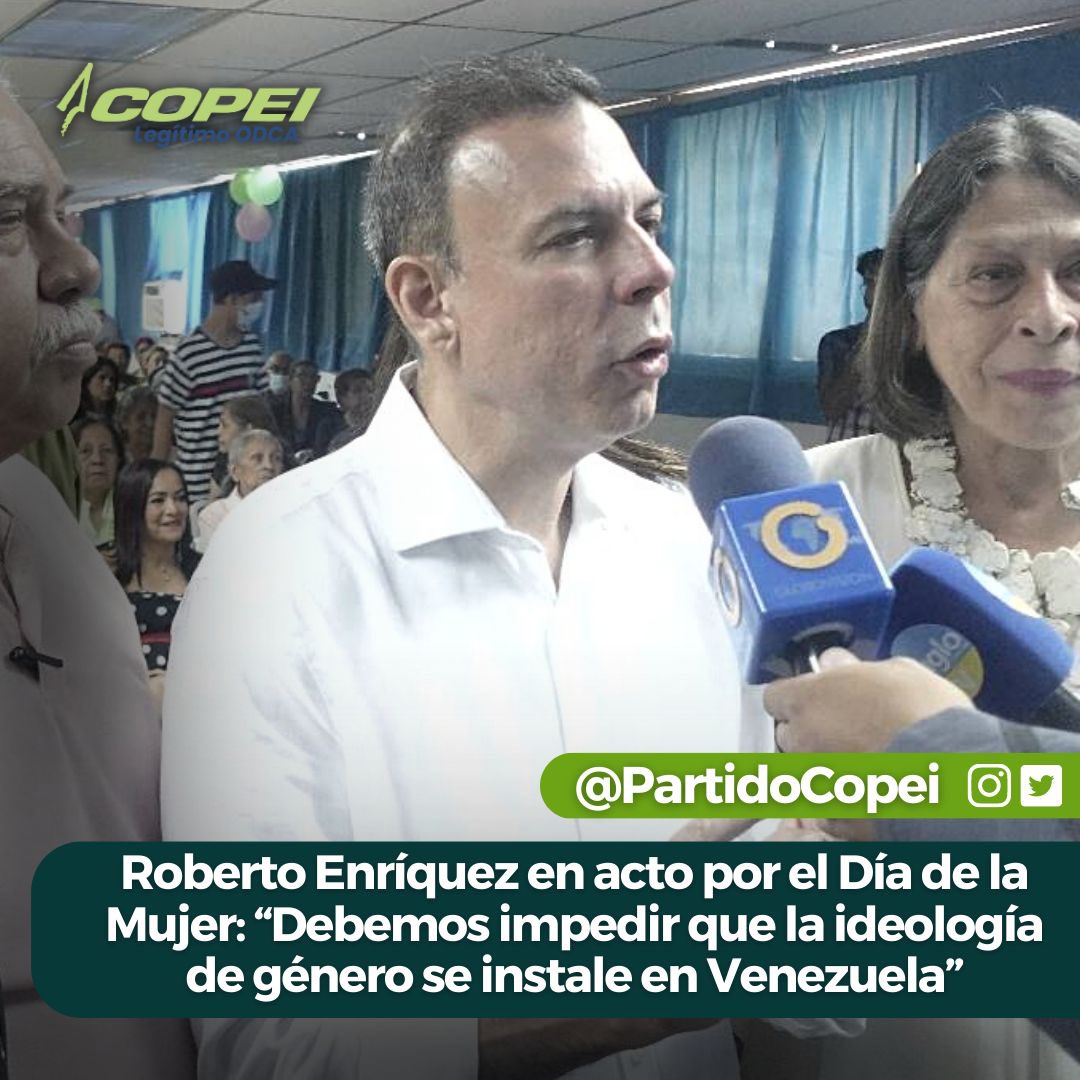 🇻🇪 | El presidente de COPEI, <a href="/robertoenriq/">Roberto Enriquez</a>, participó en actos organizados por <a href="/Mujeres_COPEI/">Mujer y Familia Copei Odca</a> liderado por mujeres copeyanas en Valencia y Maracay en el que destacó que la ideología de género persigue destruir la familia, el matrimonio, la maternidad y el derecho a la vida.