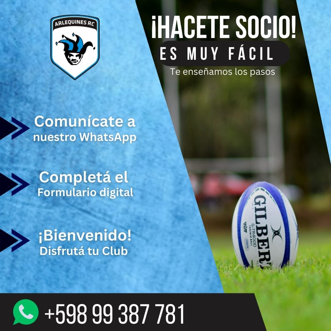 HACETE SOCIO! 💙🖤💯 Es muy fácil !!! Comunicate al WhatsApp del club +598 99 387 781 📱 Te pasamos un link con el formulario digital y lo completas 💻 Elegís el deporte 🏉🏑⚽🤸 Y ya sos socio!!! 🥳 Sumate al crecimiento y los sueños !!! 💙🖤💙🖤💙🖤 BIENVENIDO!!!