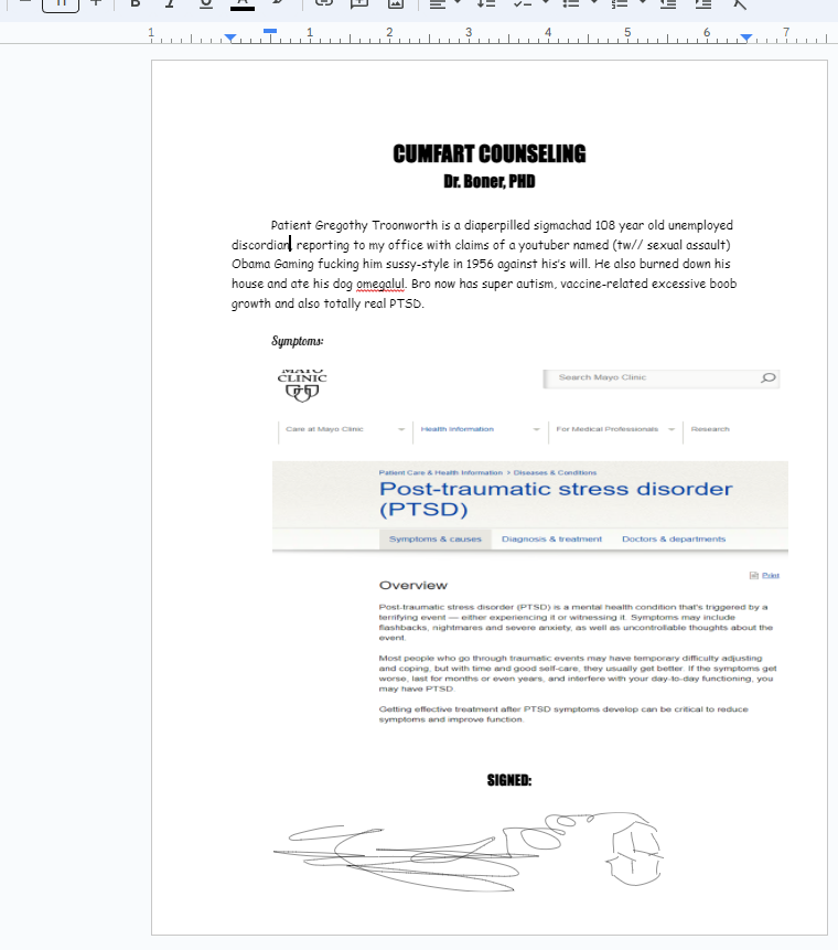 ChloeCapote's tweet photo. "see guys I have a medical document proving it" 
the document: https://t.co/Mk7KgwqYzt