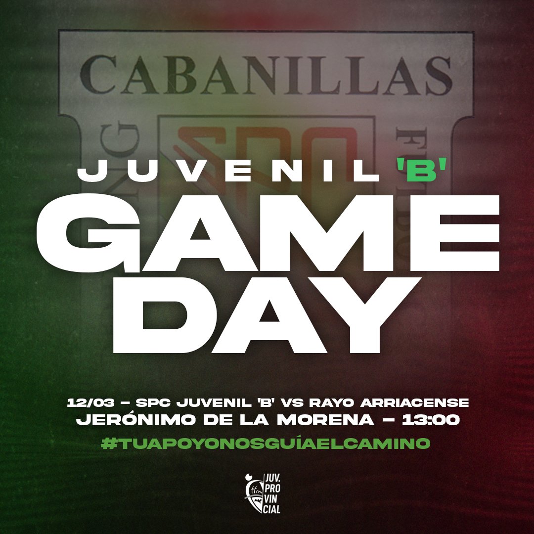Sp_Cabanillas's tweet photo. JUVENIL B
Nuestro juvenil B tiene un duro partido fuera de casa contra el Rayo Arriacense, con el objetivo de volver a sumar +3.
Suerte chicos!!
#123Sporting🇮🇹
📆 12/03/23
🏠 Jerónimo de la Morena
⏰ 13:00h
🆚 @rayo_arriacense https://t.co/YettKassih