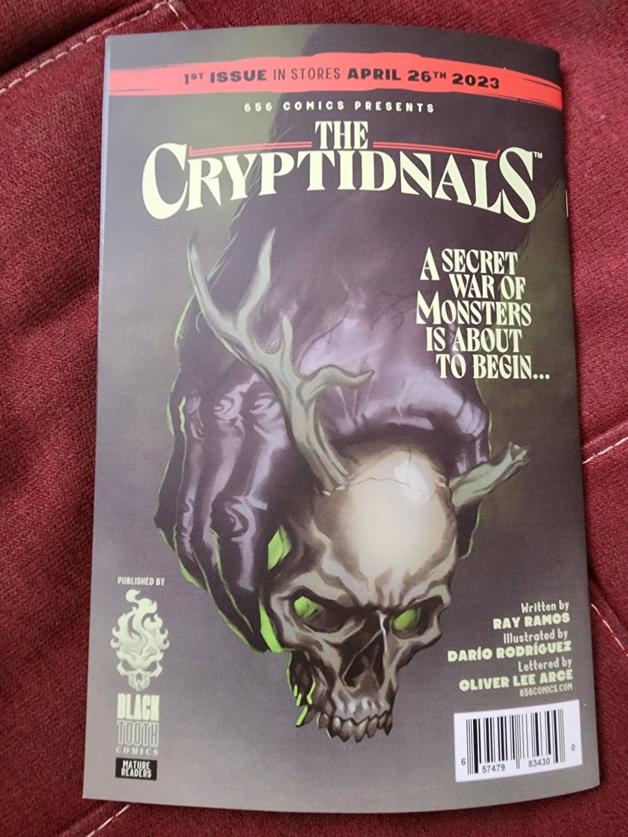 Don't forget to pick up a copy of #thecryptidnals issue 1 from #blacktoothcomics and #656Comics written by @cryptidnals penciled by @dariorodriguez  lettered by Oliver Lee Arce, this April.  (image is back cover of #emogirl issue 4 about to hit stores.)