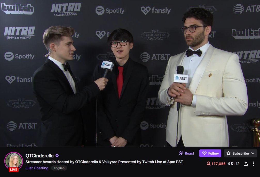 JakeSucky's tweet photo. Within an hour of going live, QTCinderella's Streamer Awards is already nearing 200,000 viewers https://t.co/Bx7Hjc9iXF