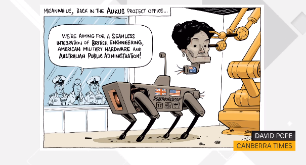 I do think these two cartoons from Glen Le Lievre and David Pope were the best I saw this week. #auspol #RobodebtRC #AUKUS #KathrynCampbell