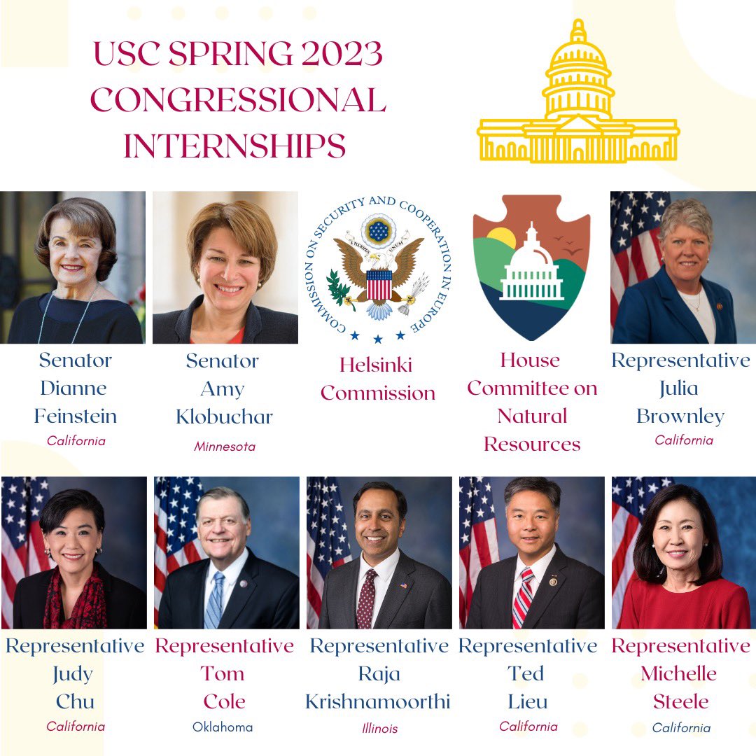 Halfway through the semester, our students are loving their time in DC. Here’s where some are on the Hill. This week (hopefully), we rest <a href="/amyklobuchar/">Amy Klobuchar</a> <a href="/HelsinkiComm/">U.S. Helsinki Commission</a> <a href="/RepBrownley/">Congresswoman Julia Brownley</a> <a href="/RepJudyChu/">Judy Chu</a> <a href="/TomColeOK04/">Rep. Tom Cole</a> <a href="/CongressmanRaja/">Congressman Raja Krishnamoorthi</a> <a href="/RepTedLieu/">Rep. Ted Lieu</a>  <a href="/NatResources/">House Committee on Natural Resources</a> #USCinDC
