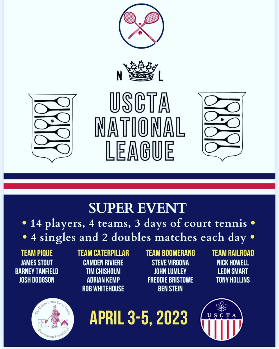 USCTA Court Tennis on Twitter "2023 National League Super Event in New
