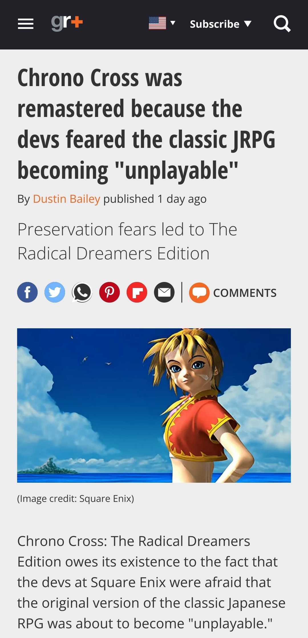 Chrono Cross was remastered due to fears the original would be