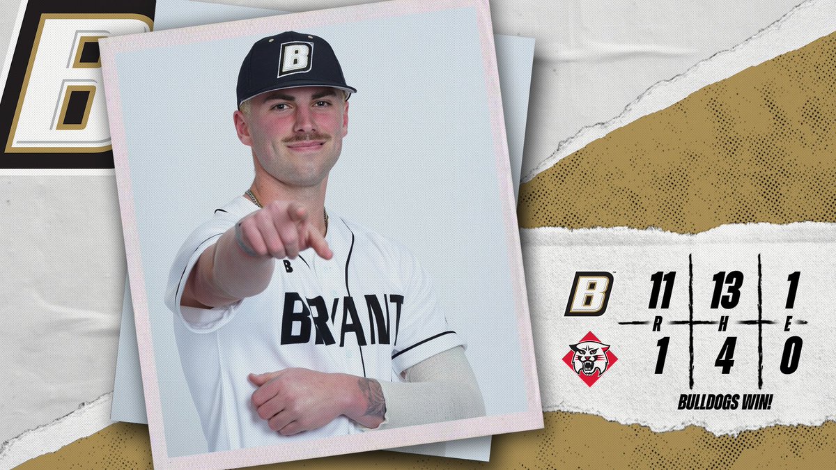 _BryantBaseball's tweet photo. BULLDOGS WIN!

Bryant completes it's first-ever sweep of an A-10 opponent.

W - Turner (1-1)
HR - Noriega (2)

Barnum goes 4-for-4 with three RBI. https://t.co/TWUQlXT9Fc