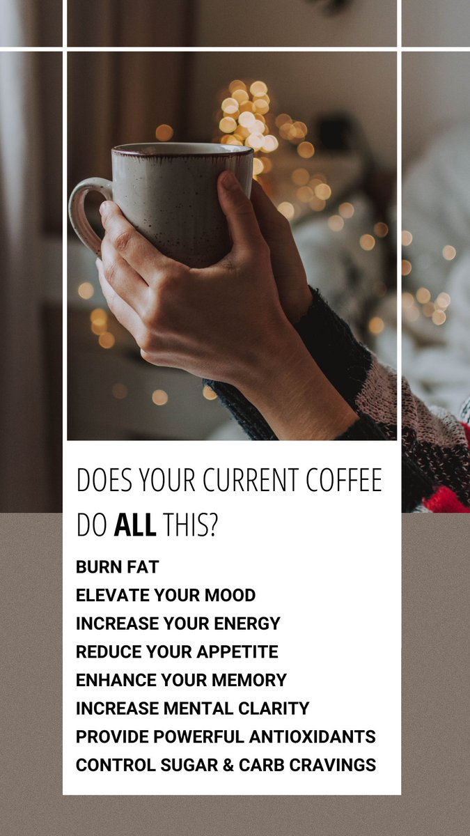 Does your coffee have benefits? Mine does! Ask me how to get yours! You wont regret it!
#energy #fatburning #burnfat #elevateyourmood #mentalclarity #clearthefog #serotonin #happycoffee #coffeeaddict #suppressappetite #controlcravings #mojomadness #MOJO #CoffeeTime #controlsugar