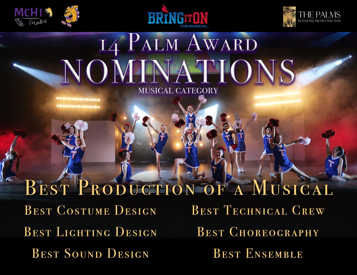 mchitheatre's tweet image. Congratulations to all the students involved in a wonderful 22-23 Theatre Season. We are thrilled to announce that our shows received a total of 27 Palm Award Nominations!

@Mchi_Yearbook @McHiPride @McallenHigh @mcallenfinearts @McAllenISD @mchichoirprogr1