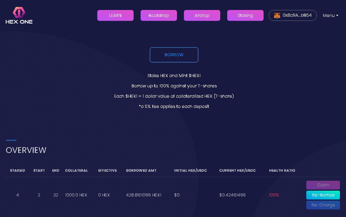 cdrallig66's tweet image. Aren't you forgetting about someone? 👋

#hex1 stablecoin

✅ Exclusively backed by T-Shares,
✅ Protected against liquidations before T-Share maturity
✅ Yield-bearing collateral
✅ Embedded incentive token
✅ Finished product 

Currently in testnet.