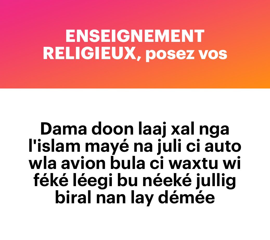 echgueye's tweet photo. Waaw Julli ci auto wala Avion may nañu lako sudee julli #sunna, waaye sudee julli #farata nak day am ay charte mooy Faw nga jublu Xibla ( penku), Julli farata danga wara jublu penku.
Lislaam nak yi yëpp daf ko lijanti won
Boy tukki mën nga boole ñaari julli laata nga départ. https://t.co/HN5pcNF9Kf