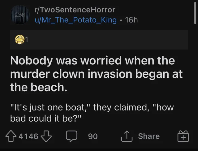 Bad 2 Sentence Horror tweet media