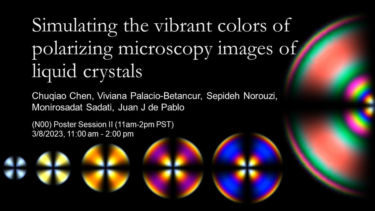 vpalaciob's tweet photo. One of the exciting things at this year's APS was being recognized for our poster on simulating color POM of liquid crystals. Thanks to @ApsDsoft for organizing a great poster session and to the judges for their interest! 🖥️🔬 #APSMarch2023 @JuandePablo6 https://t.co/1mbyOp7wtn