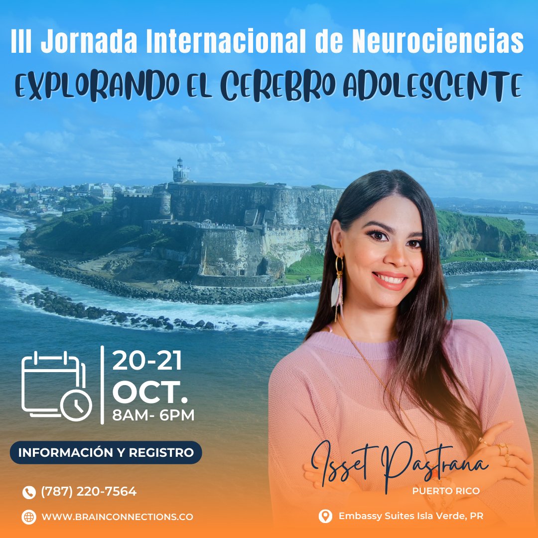 prcounselor's tweet photo. 🔈 ¡Asegura tu espacio!
🧠 III Jornada Internacional de Neurociencias
📅 20 y 21 de octubre de 2023
📍 Embassy Suites Isla Verde
💻 https://t.co/8YmtG4jNDi

#BrainConnections #Jornada2023 #adolescencia #NeuroEdu2023 #Neuroeducación #Aprendizaje https://t.co/qenuW4yT4X