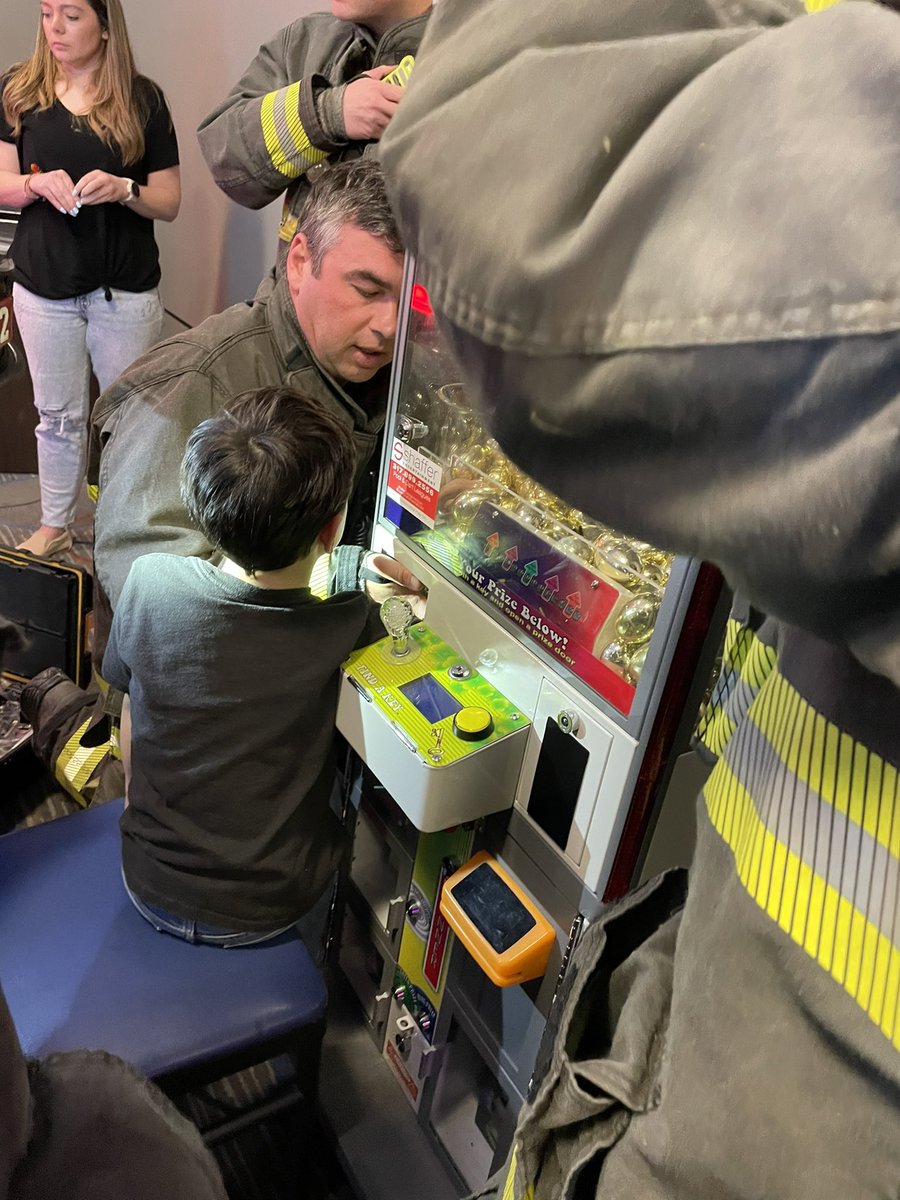 A young man was trying to retrieve a stuck toy and needed to be unstuck by members of Wayne Twp. Station 82 this afternoon. After some minor extrication work, the young man was freed from the machine, checked out by EMS, and returned to his parents unharmed.