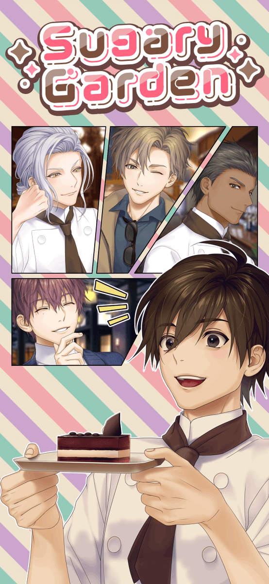 Will the first love of the desserts mania be a sweet one or…?
A BL visual novel set in a café now available!
Play #SugaryGarden with #StoryMe!