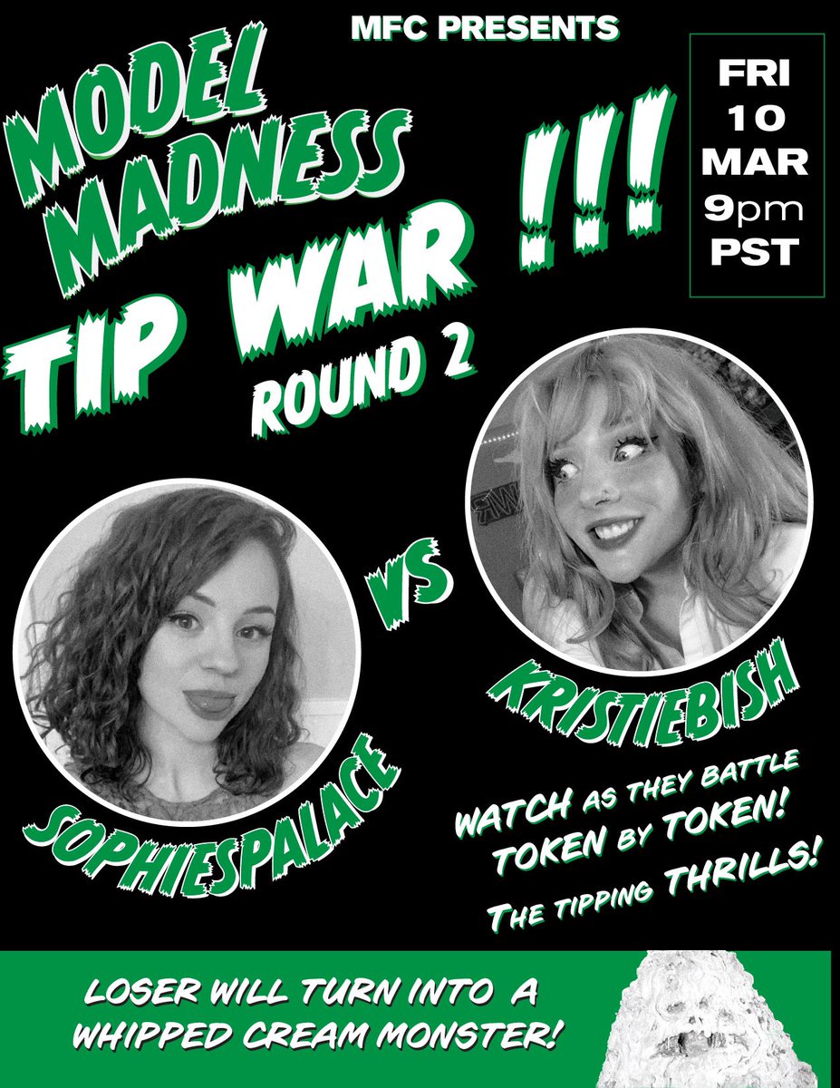 Crinjutsu's tweet photo. Joining the Camily for the 2nd round of #mfcmodelmadness this friday. @ItsKristieBish vs @BrophiesPlanet in an epic battle full of fun and rawrs! https://t.co/bfZetdD7Ho