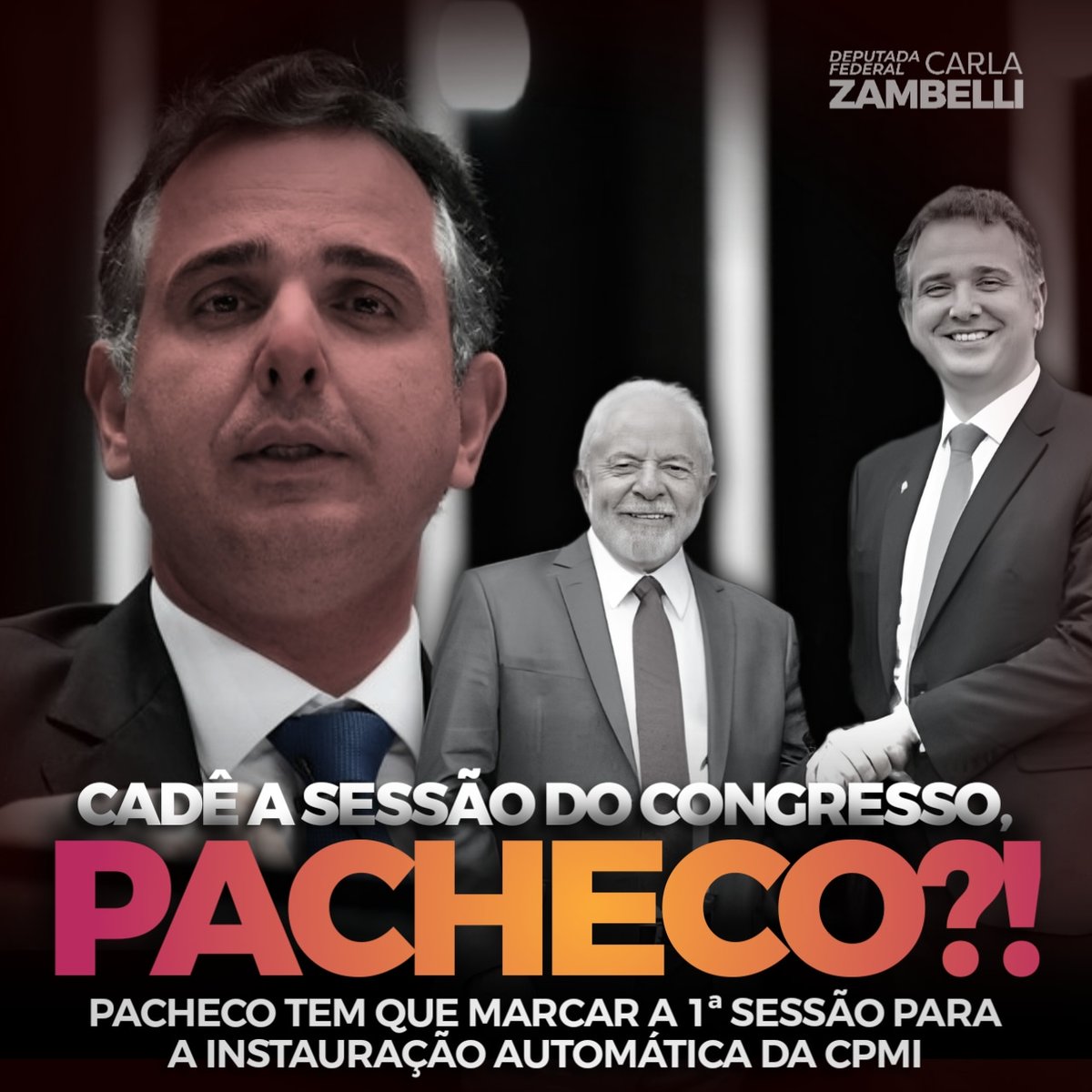 ZambelliCarla_'s tweet photo. E para fechar a noite, vamos novamente de cobrança para a instauração da CPMI.

CADÊ a sessão, Pacheco??? https://t.co/Ylr1ZNSuaj