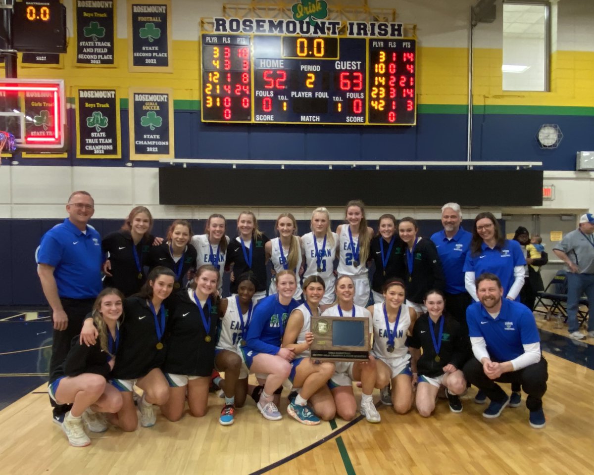 Eagan Girls Basketball has punched its ticket to the state tournament!The girls played a fabulous game and defeated Rosemount 63-52 Let’s go Wildcats!!! 💚🏀💙