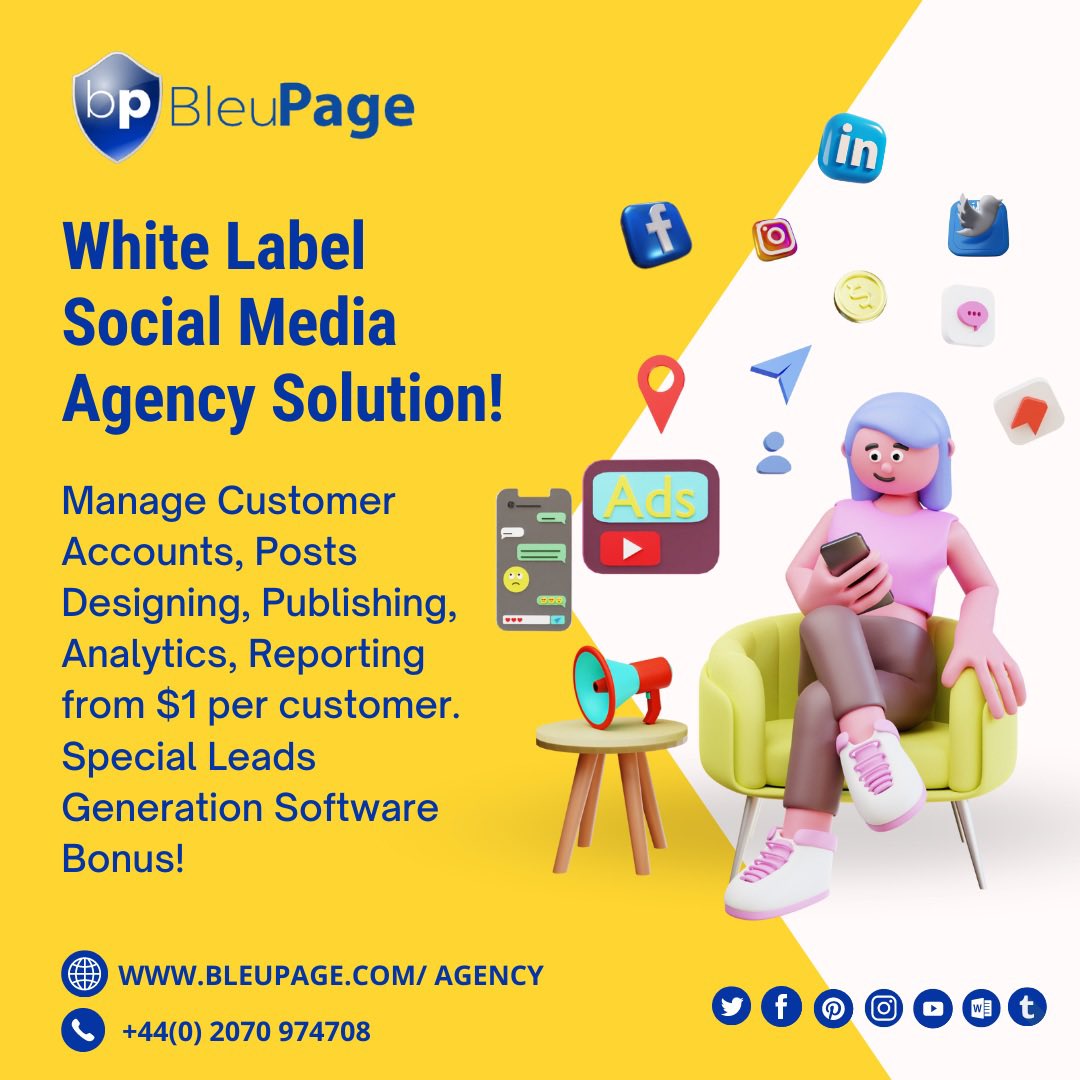 #socialmediamarketing #socialmedia #socialmediamanagement #socialmediastrategy #DigitalMarketing #digitalmarketingagency  Bleupage.com Bleupage.com/agency. Subscribe today and get one free lead generation software!
