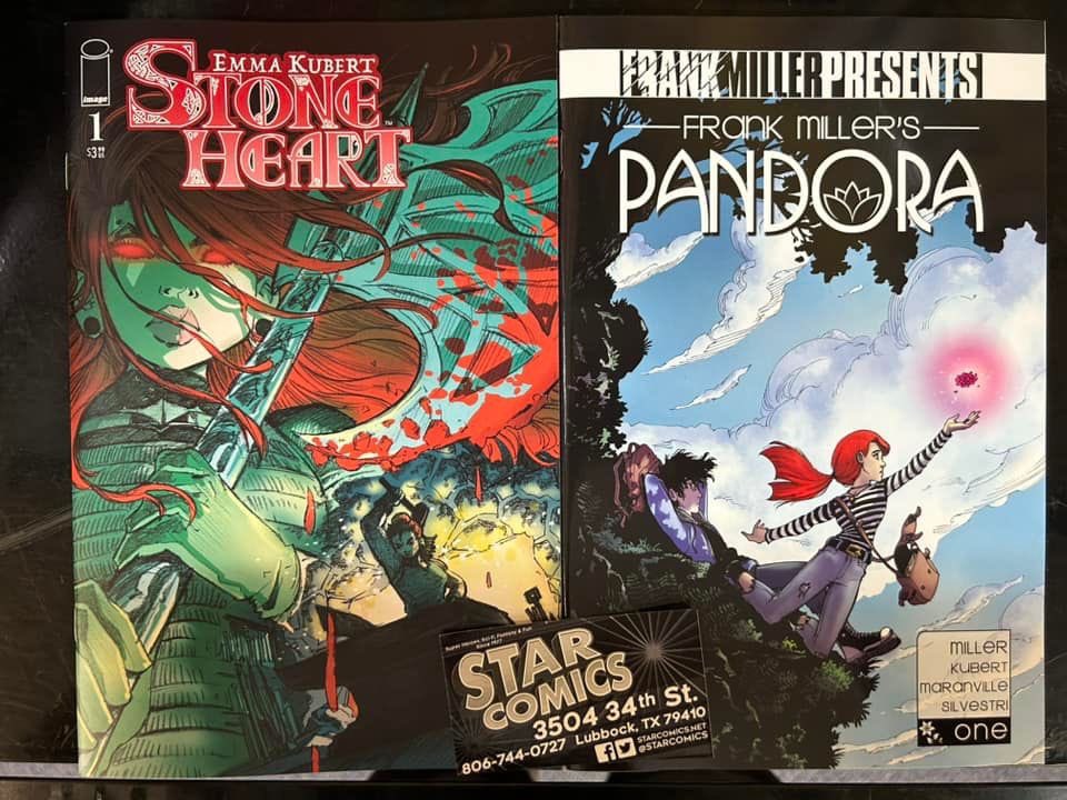 Everything’s coming up @emmakubert at Star Comics! 

Stone Heart and Frank Miller’s Pandora are in stock now and they’re both beautiful and fantastic!!

Congratulations, Emma!