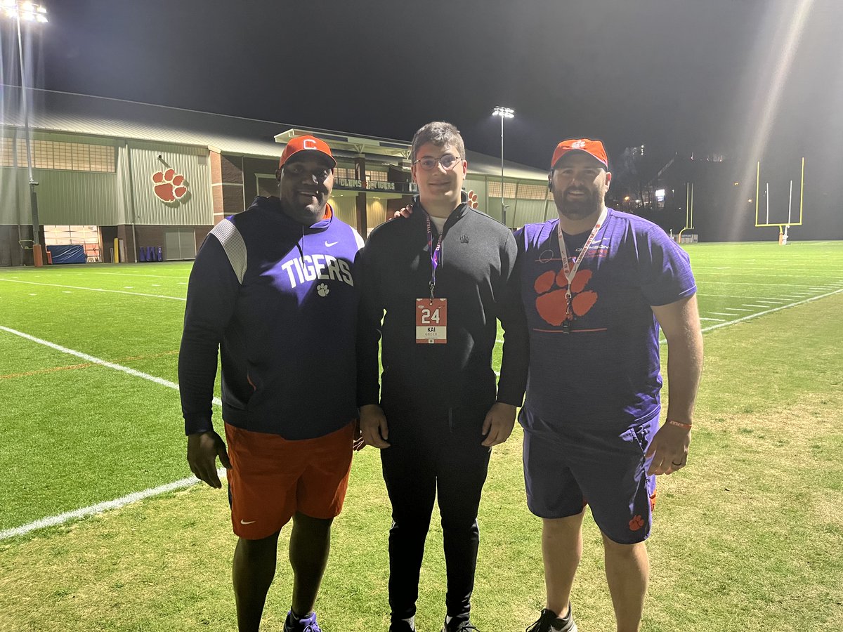 Great visit at <a href="/ClemsonFB/">Clemson Football</a> yesterday.  Thank you  coaches and staff for taking the time and making us feel so welcome! <a href="/Coach__TA/">Coach Thomas Austin</a> <a href="/BTHOM63_100/">Brandon Thomas</a> <a href="/s__valentine/">Shanelle' Valentine, M.S</a> <a href="/willshipley2021/">willshipley1</a> <a href="/CoachLeggett78/">Coach Leggett</a> <a href="/coach_carter77/">Aubrey Carter</a> <a href="/MarvinRidgeFB/">Marvin Ridge Football</a> <a href="/finisholacademy/">FinishOLAcademy</a>