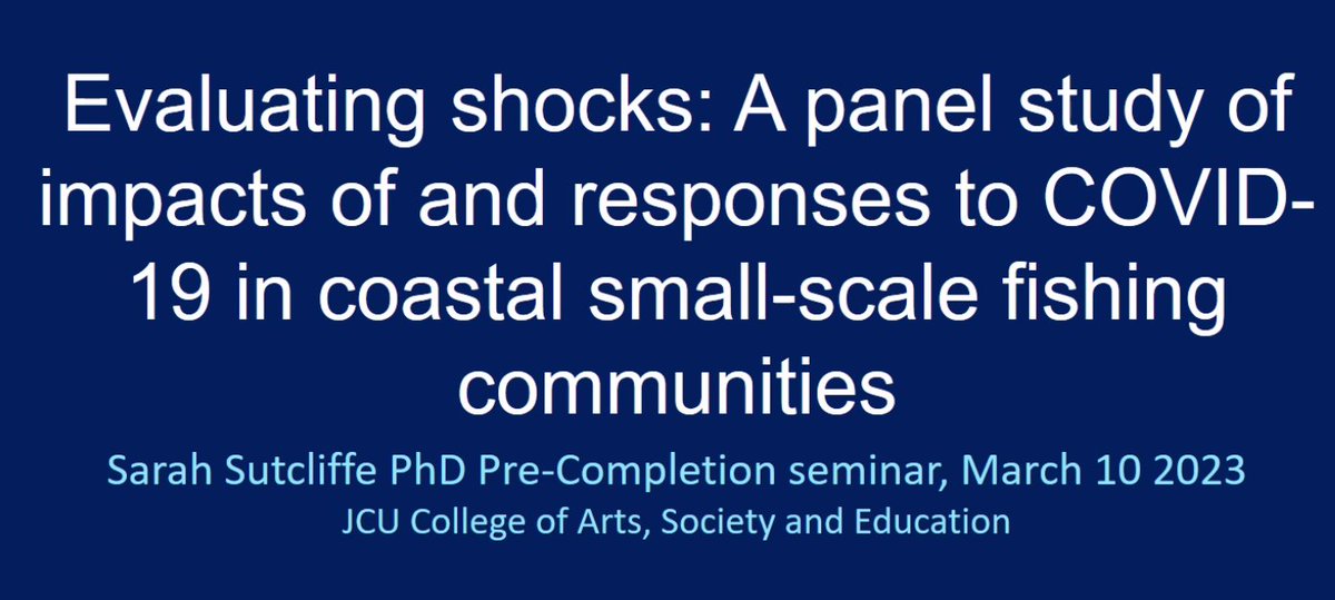 Excited for this round up of an epic #phd <a href="/SarahSutcliff96/">Sarah Sutcliffe</a> jumped all sorts of hurdles to generate new insight on shocks #foodsystems #adaptivecapacity #wellbeing #Smallscalefisheries

Considered, reflective &amp; sharp as a whip

A wonderful colleague <a href="/jcu/">James Cook Uni</a> <a href="/WorldFishCenter/">WorldFish</a> <a href="/WCSocean/">WCS Ocean</a>