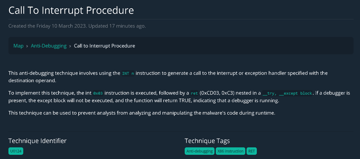 fr0gger_'s tweet photo. 🧐Two new anti-debugging techniques have been added by Alex Schwarz including code snippets! Find out more on the #UnprotectProject pages! 👇 cf: @DarkCoderSc #infosec #malware

1⃣https://t.co/dlpFxy6JgM

2⃣https://t.co/HLejAkr95V https://t.co/kaYod3jCqn