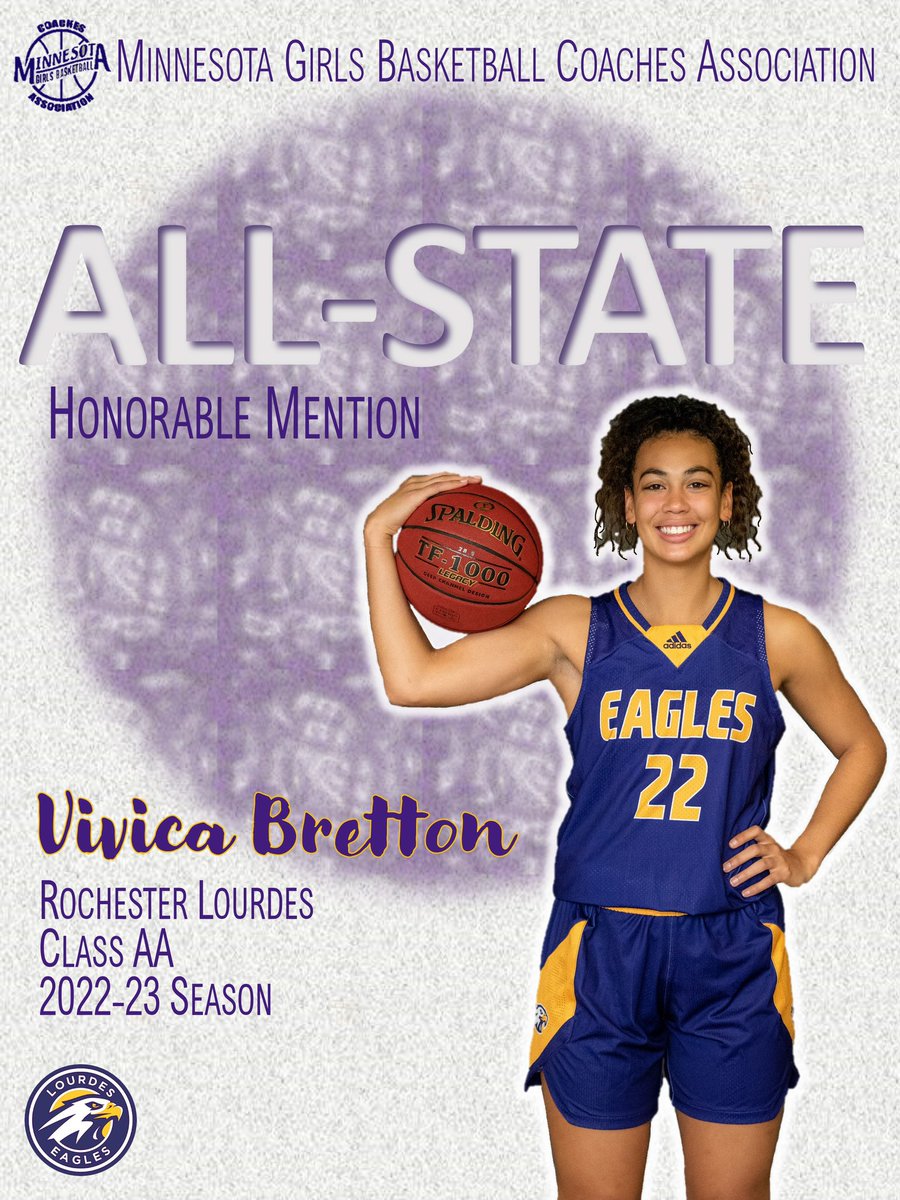 On behalf of the Minnesota Girls Basketball Coaches Association (MGBCA) ....

Congratulations to Ella Hopkins and Vivica Bretton on being named as All-State Honorable Mention selections for the 2022-23 Season!