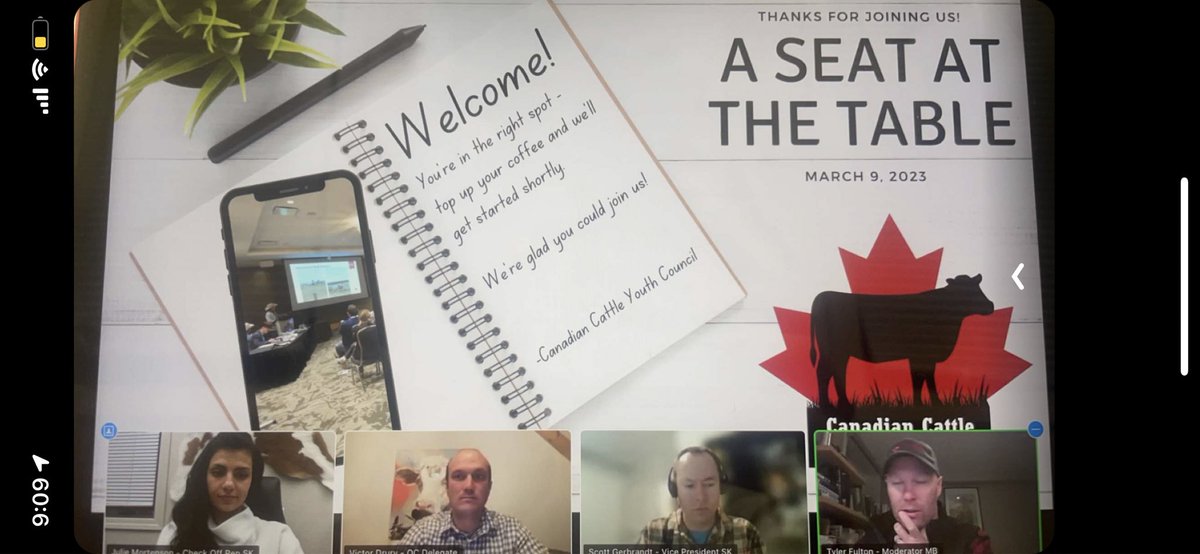 JMort95's tweet image. Thanks everyone who joined us tonight! @ETFulton @Sask_F7 @Char_Yungblut Victor Drury and I had a great round table discussion in the @CanCattleYouth webinar tonight on speaking up and getting involved- I left it even more energized for our industry! #ASeatAtTheTable