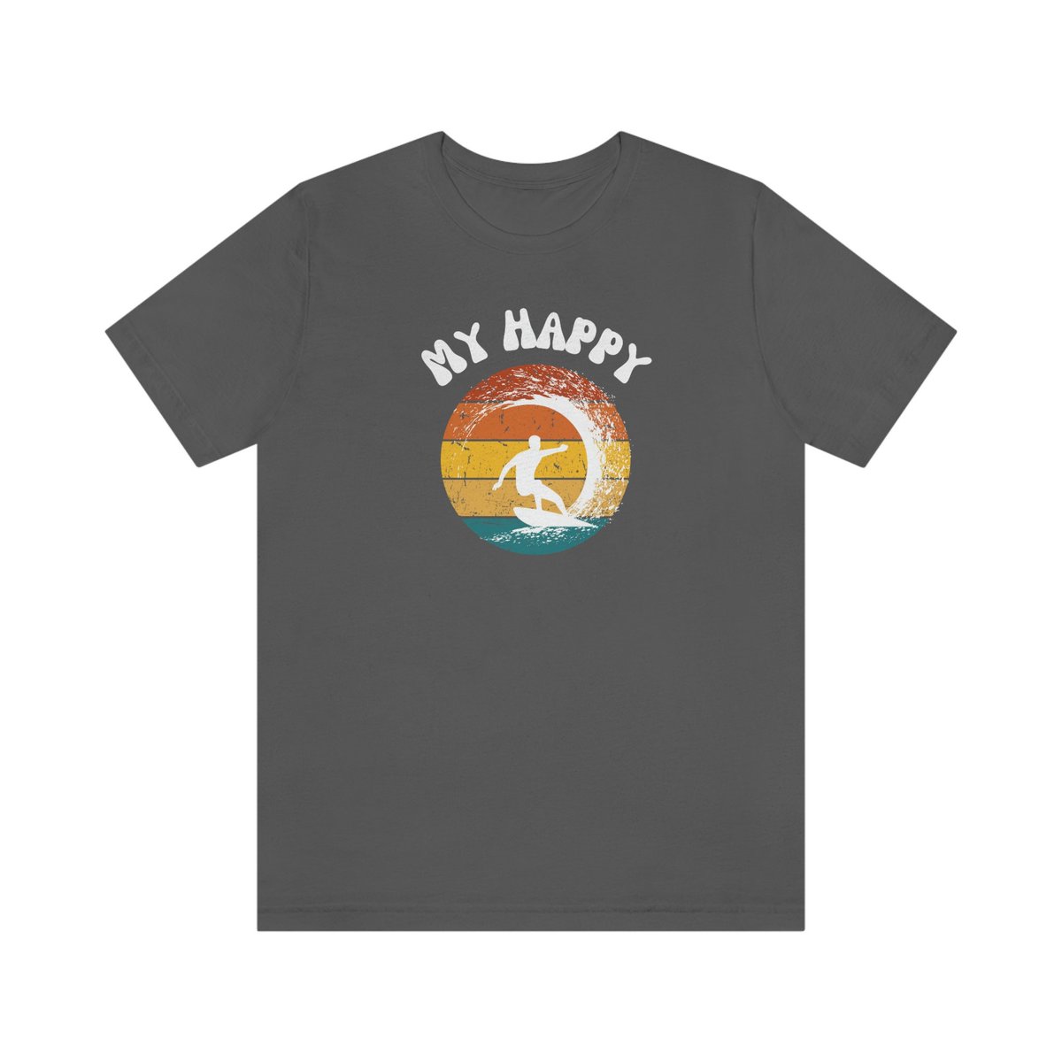 Surf's up, dude! Catch a wave of happiness with our My Happy graphic tee. Get ready to ride that good vibe all day long. Shop now at etsy.me/3ZCvSxa! #SurfLife #BeHappy #WavesForDays #Surfvibes #buytitnow #BeachBumming #surfertshirt #giftforhim #giftforsurfer