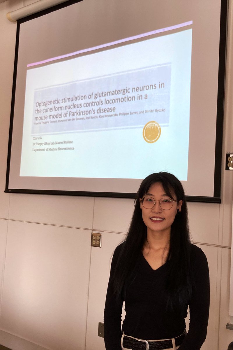 LauraGattaK's tweet photo. Today, we discussed how to restore #locomotion in a #Parkinson model by using a #channelrhodopsin approach. Great journal club presented by Xinrui Li from Turgay Akay’s lab!
#BRCImpact https://t.co/d10RDXgzJ9
