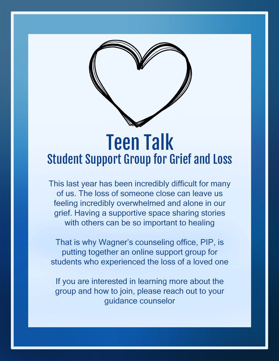 sewfalcons's tweet photo. Attention all students: PIP is creating an online support group for anyone who is interested, see your guidance counselor to be part of this program! #FalconsSupportingFalcons #ElevateD31 #FalconsAllDayEveryDay #PIP #Support #Counseling #MentalHealthMatters https://t.co/ZXuHX63LwE