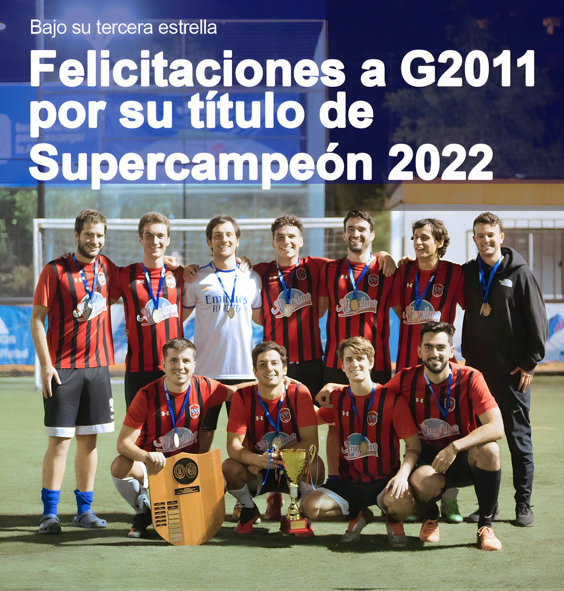 intergeneracion's tweet photo. Felicitamos a Generación 2011 por su título de Supercampeón 2022. Con esto consigue su tercera ⭐️
Disputó una durisima final con G2000 y lo derrota por definición a penales.  Ambos equipos dejaron atrás 2013 campeon Junior Apertura 2022 y a 96 bicampeon Super Senior. #campeón https://t.co/1V6jn9Cfce