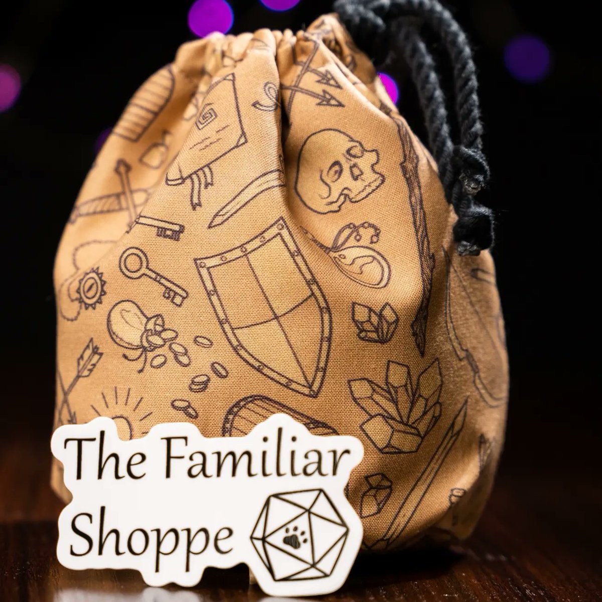 ShoppeFamiliar's tweet photo. Our Adventurer's Inventory Dice Bag is back in stock! Get yours now while you can #dungeonsanddragons #handmade #dice #ttrpg https://t.co/yHrmJuW7mL
