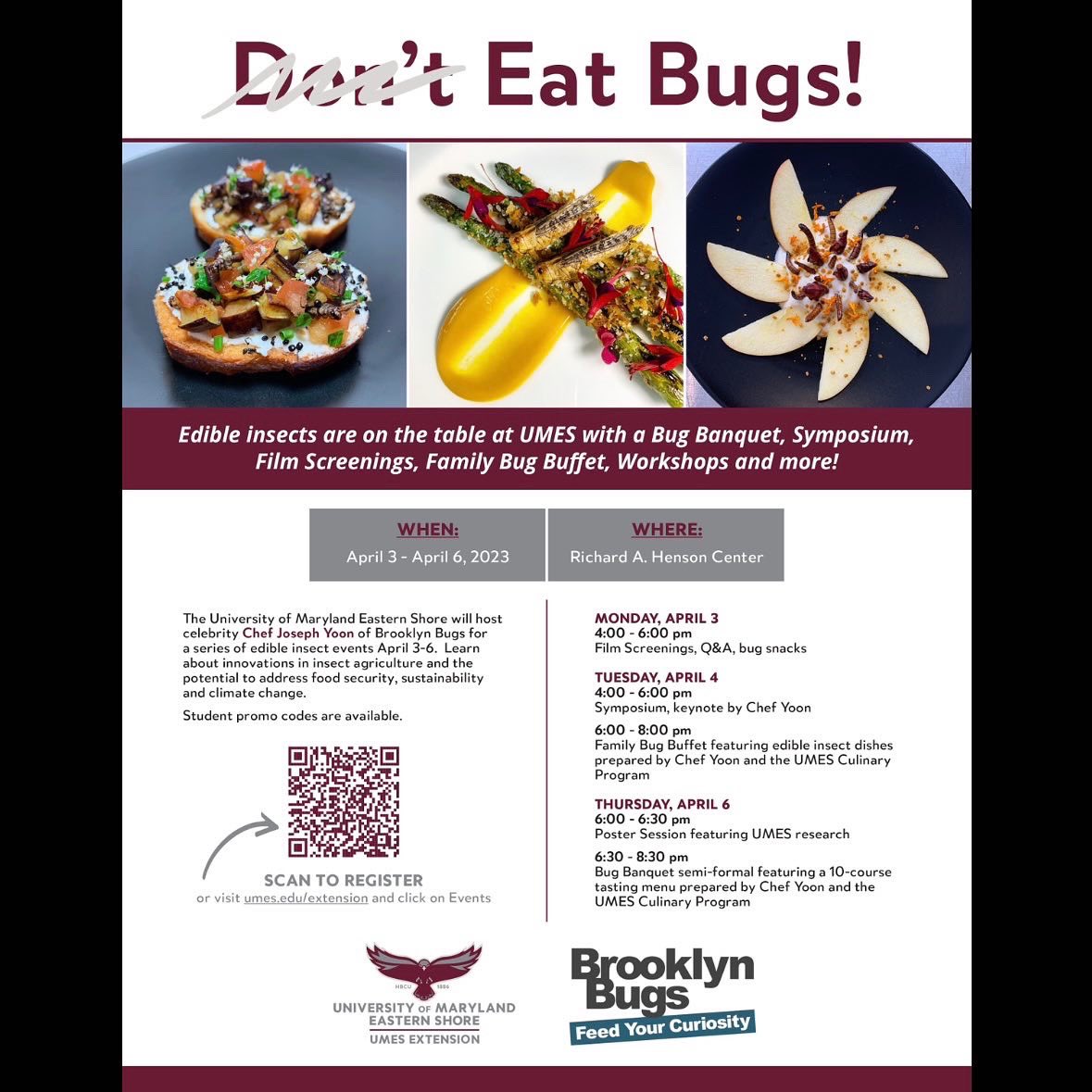 RSVP for tickets to our residency at <a href="/UMESNews/">UMES</a> <a href="/umesextension/">umesextension</a> and join us for our Bug Banquet, Symposium, Film Screenings, or Family Bug Buffet now!  eventbrite.com/e/umes-present…