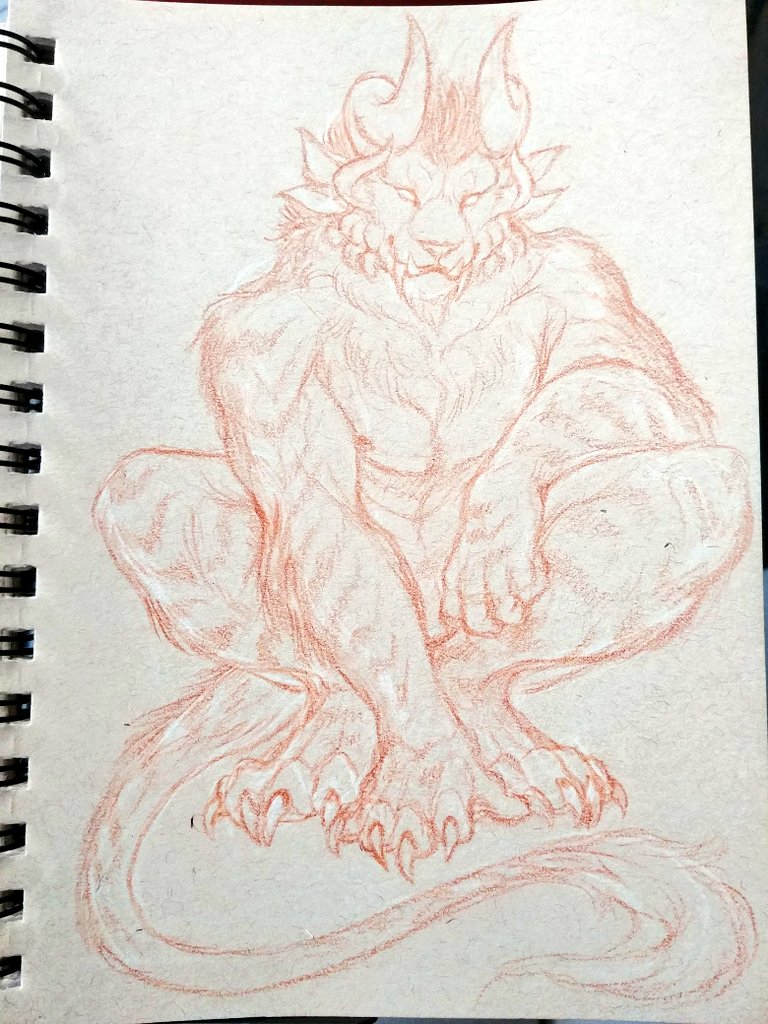 Very grateful to have so many fluffy and pointy creatures on my queue - I think this may be the first time I've drawn a Charr? 