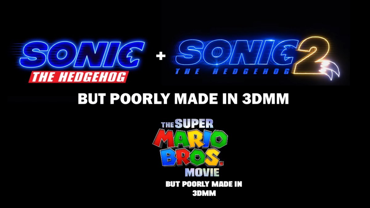 New 3DMM Projects coming soon!

Sonic The Hedgehog (2020) but poorly made in 3DMM - April 2023

The Super Mario Bros. Movie but poorly made in 3DMM - June 2023

Sonic The Hedgehog 2 but poorly made in 3DMM - Sometime in 2023 https://t.co/27oR3VN0aI