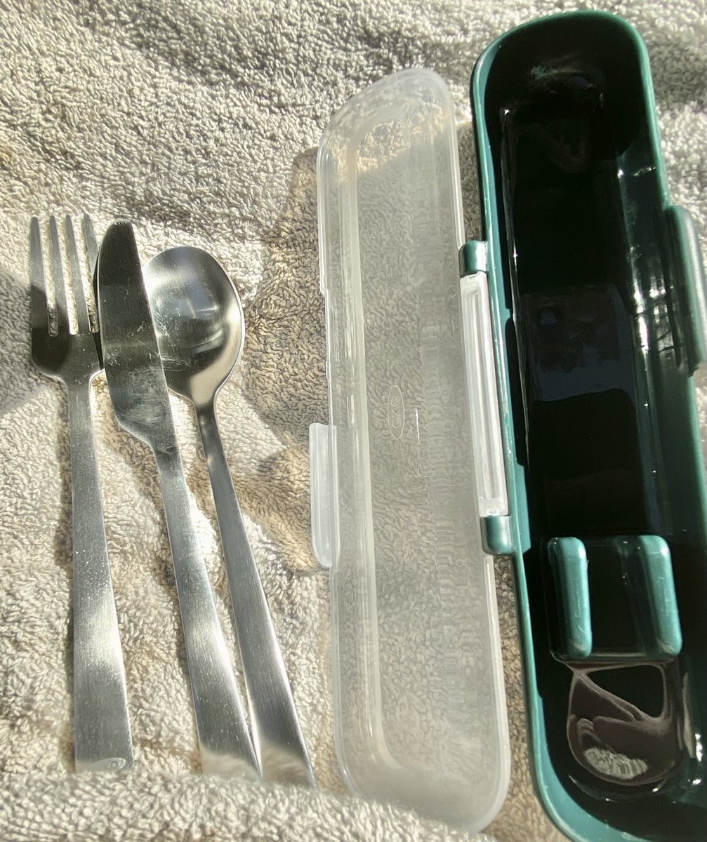 These snazzy utensils will not only keep you looking hip, but will reduce the amount of plastic that you put into the environment. This is a good thing. How difficult is it to bring your own utensils and mug. seriously.