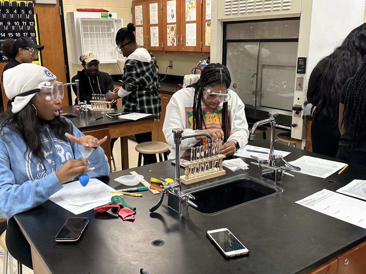 Ms. Ingram’s Chemistry class experimenting how the initial mass of individual reactants affect the amount of product produced from a chemical reaction (SC3.d).   #Engagement #StrongInstruction #CreeksideScience